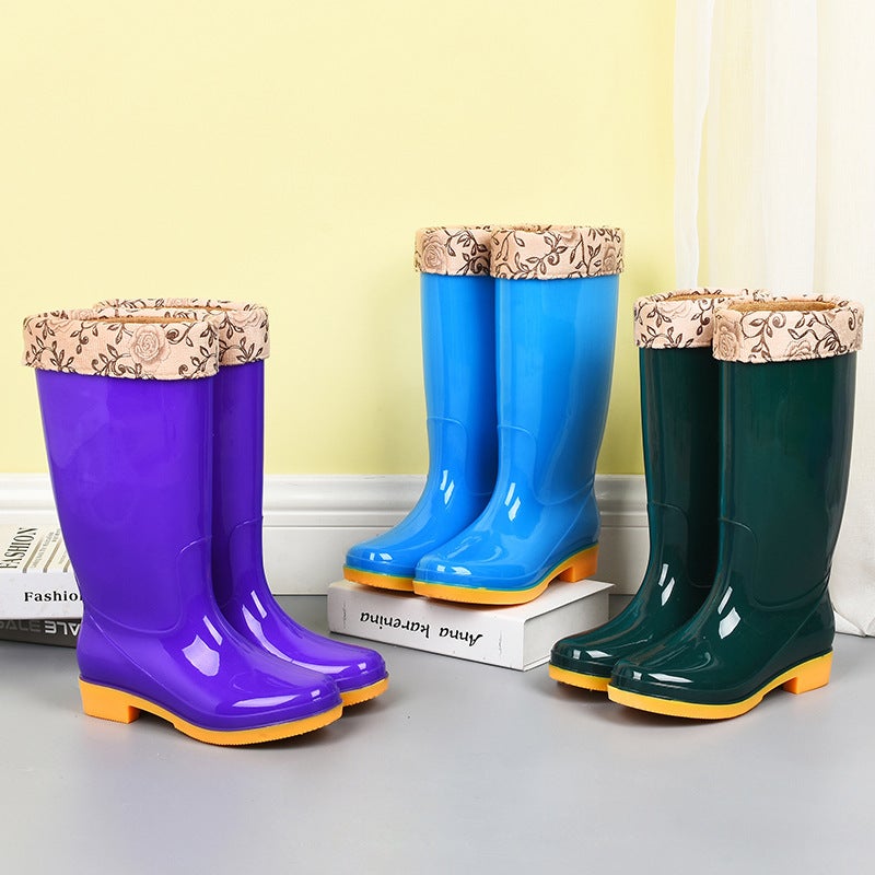 Mid-High Non-Slip Waterproof Shoes Jelly Rain Boots Rain Boots Water Boots Warm Overshoes Fashionable Long Tube - Image 3